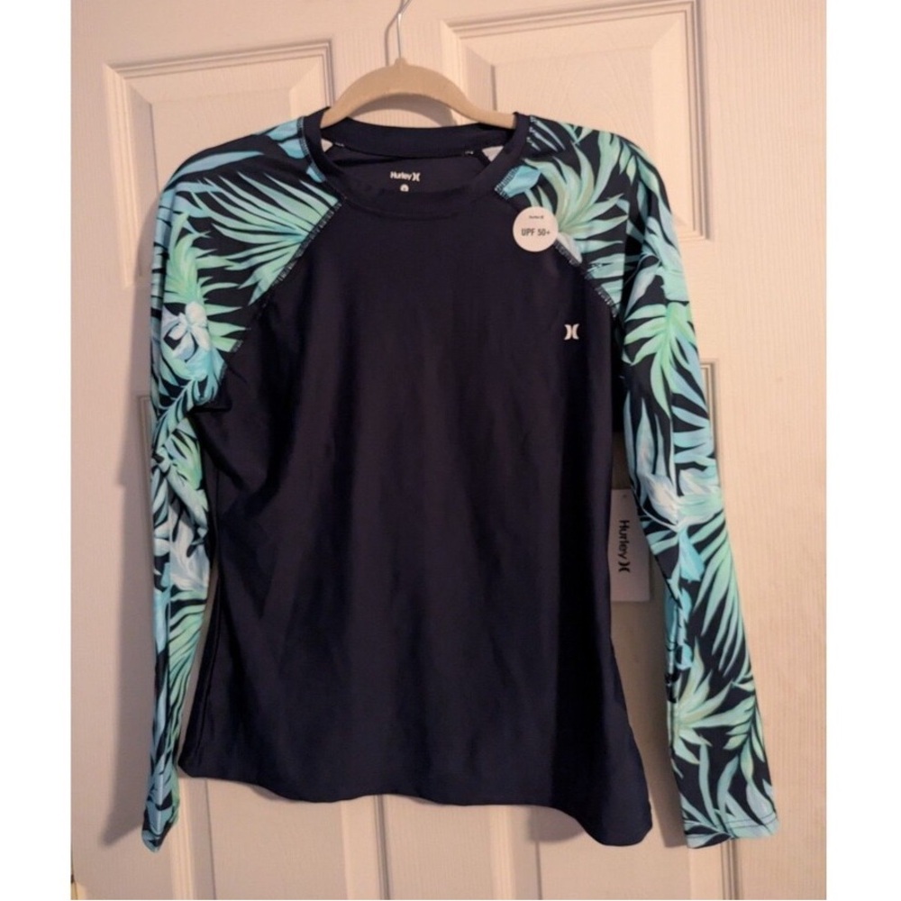 Hurley Black and Green Women's Swim Top